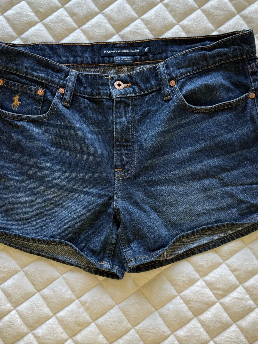 Ralph Lauren Sport Dark Wash Denim Shorts with Embroidered Polo Pony Women’s 12
